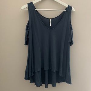 Free People navy blue Open shoulder shirt